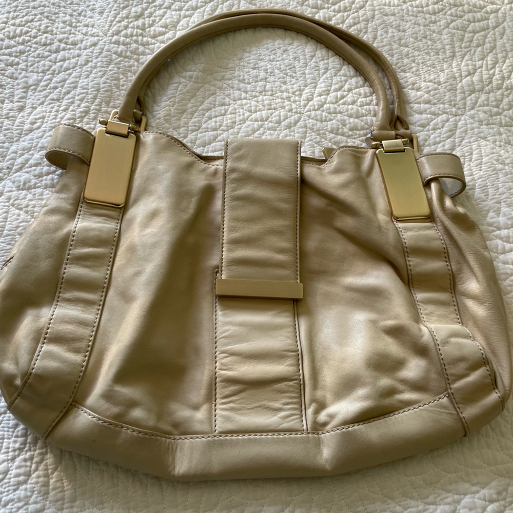 Womens Banana Republic Leather Ivory Shoulder Bag Purse